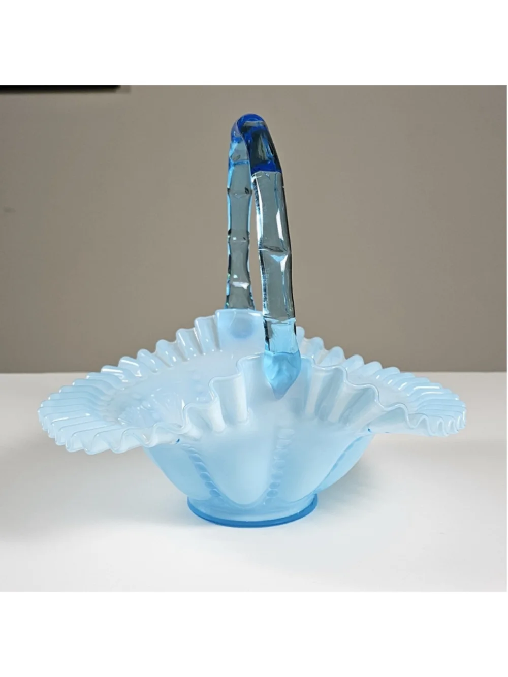 Vintage Fenton Blue Overlay Beaded Melon 9